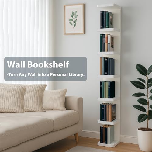 LitaEther Versatile 7 Tier Wall Shelf Unit,White Lack Wall Shelf,Display Floating Shelf with Round Edge - color: White, size: 7 tier