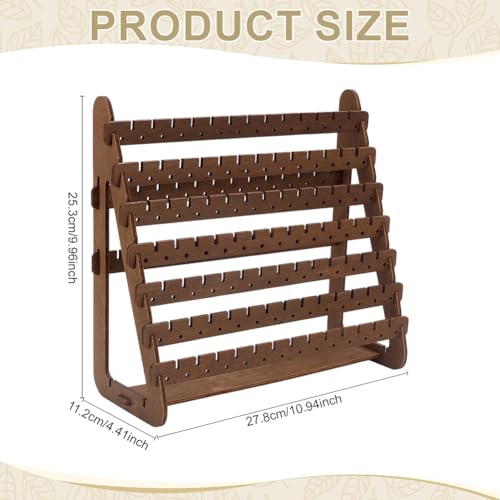 7-Tier Wood Earring Stand Organizer Dangle Earring Jewelry Organizer Holder Stud Earrings Tower Detachable Wood Tiered Jewelry Card Display Tree Wooden Tray for Women Coconut Brown