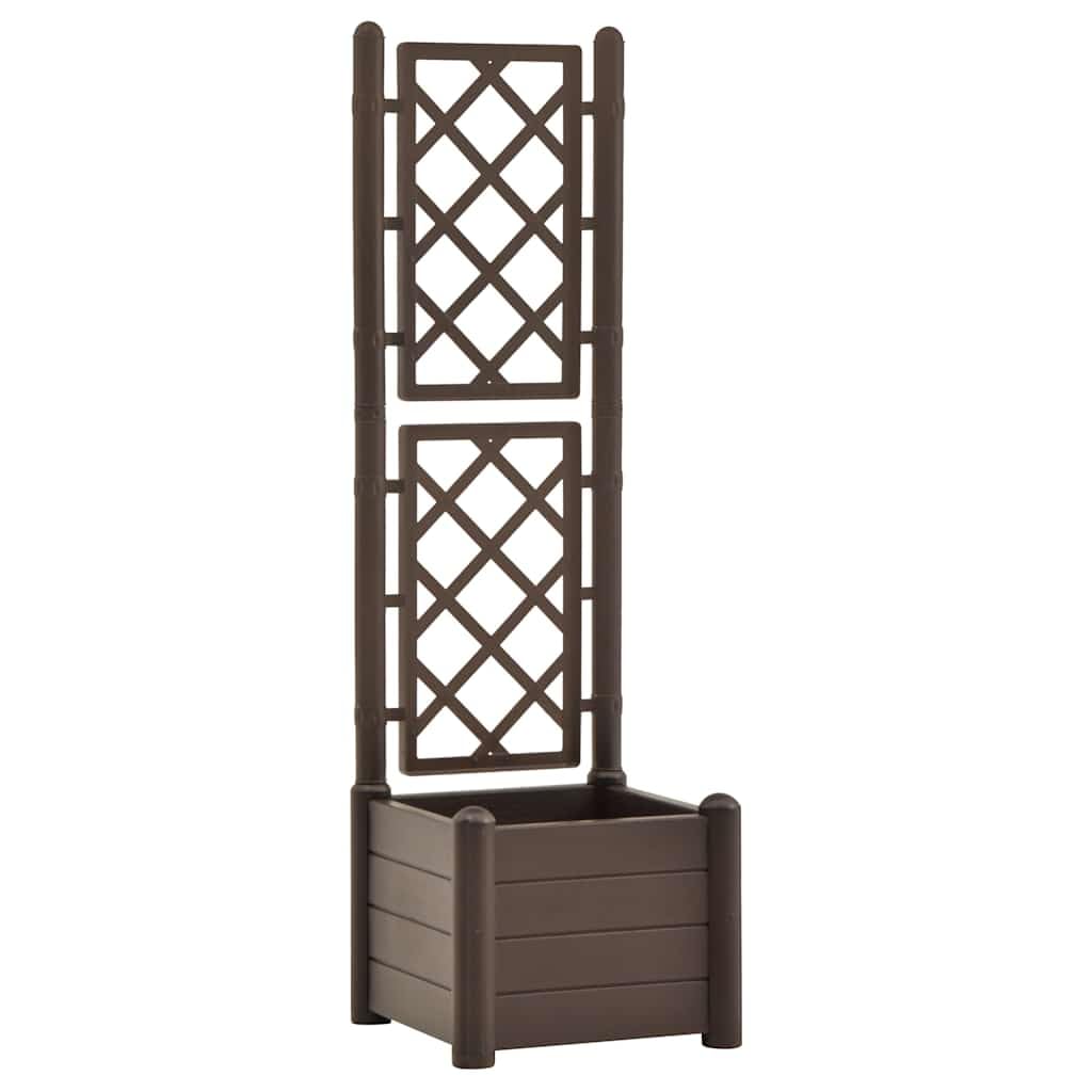Mocha Garden Planter with Trellis, Large Square Polypropylene Pot for Climbing Plants, Indoor Outdoor Decorative Home Decor