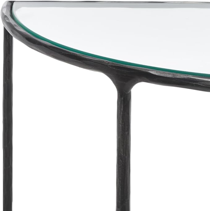 SAFAVIEH Couture Collection Jessa Black Forged Metal Half Moon Semi Circle Console Table (Fully Assembled)