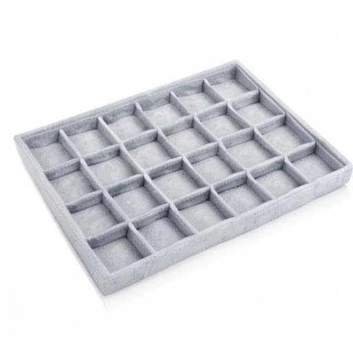 Oirlv 24 Grid Ice Velvet Jewelry Drawer Organizer Tray Stackable Jewelry Trays Removable Dividers for Rings Earring Storage Display - size: 24 Grid Tray