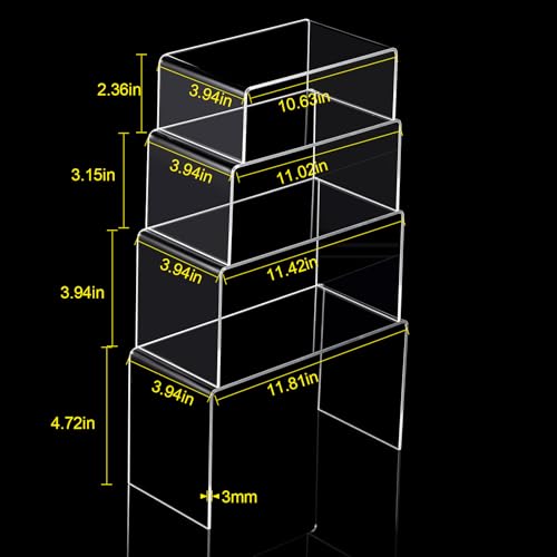 Chuangdi 20 Pcs Acrylic Display Risers, Clear Product Stand, Jewelry Display Riser Shelf Showcase Fixtures for Figure Dessert Cupcake Candy Action Showcase(Super Large Set) - color: Clear, size: Super Large Set