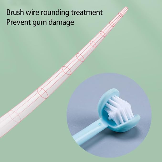 3 Sided Autism Toothbrush Three Bristles for Special Needs Adult Soft Bristles Soft and Gentle for Complete Tooth and Gum Care (Blue 1PCS)