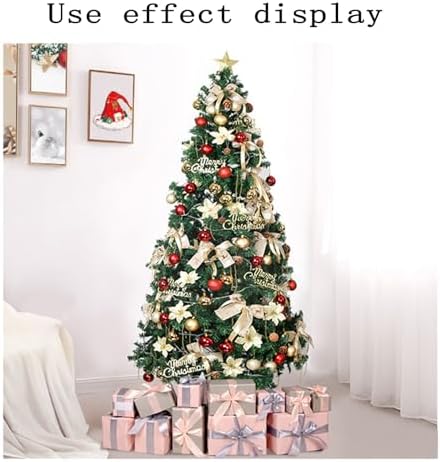 Artificial Christmas Tree Upgrade with Xmas Tree (All Ornaments on The Tree Included) Christmas Tree Stand Metal Hinges & Foldable Base, for Home, Office, Party