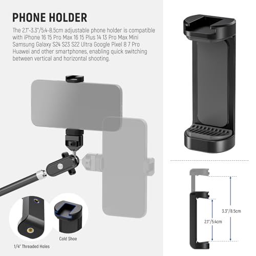 NEEWER 30" Articulating Magic Arm with Super Clamp/Action Cam Mount/Phone Holder, Overhead Camera Desk Mount Mic Boom Stand, Compatible with GoPro iPhone DSLR Webcam Microphone Video Recording, UA056 - style: UA056