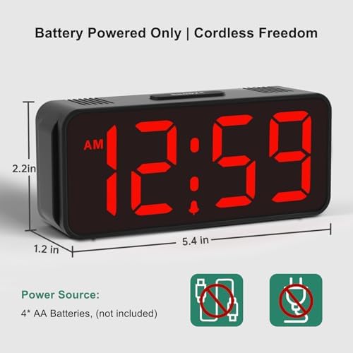 Peakeep Small Battery Powered Digital Alarm Clock