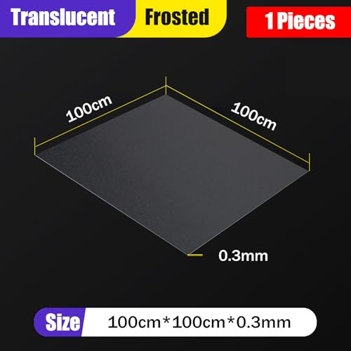 Large Pp Plastic Sheet 100×100cm 0.3 1mm Frosted Polypropylene Panel Semi-Transparent Matte Board For Light Diffuser Backdrop Table Cover Craft Use(0.3mm) - size: 0.3mm