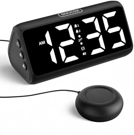 Netzu Loud Alarm Clock for Heavy Sleepers Black and White