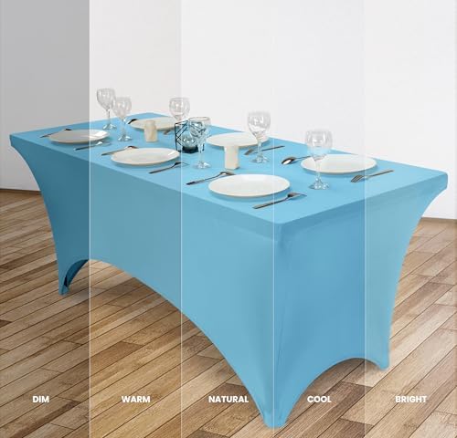 Utopia Kitchen 6FT Spandex Tablecloth [1 Pack, Blue Mist] 200 GSM Stretch, Fitted, Washable and Wrinkle Resistant Table Cloth Rectangle Cover for Trade Shows, Wedding, Parties [72Lx30Wx30H Inch]
