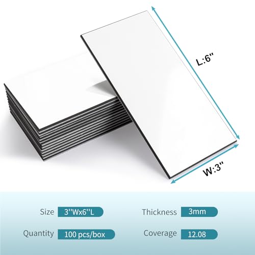 Vamos Tile 100-Piece Glossy Pure White Peel and Stick Backsplash Tile,3''x6'' PVC Subway Tile with Dark Gray Grout,Stick on Backsplash for Kitchen/Bathroom/Fireplace - color: Pure White