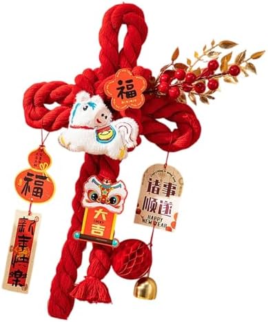 Handcrafted Cotton Thread Chinese Knot Ornament New Year Pendant for Holiday Parties and Gifting Easy Install Cotton Knot Wall Pendant with Hook for Holiday Parties Social