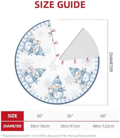 Blue Snowman Christmas Tree Skirt 48inch Snow Xmas Decorations