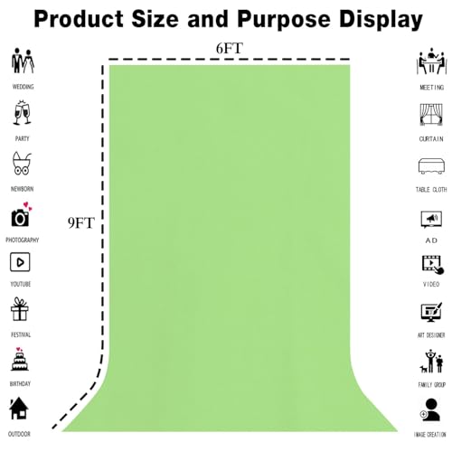 Light Green Backdrop for Photography 6x9ft Zoom Screen Meeting, Game Live Studio Shooting Props High Density Fabric - color: Light Green, size: 6X9ft