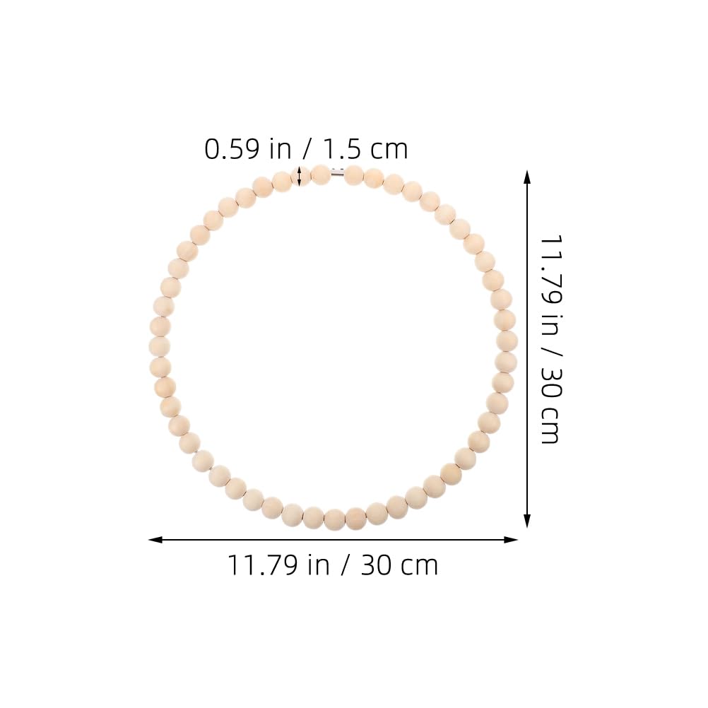 DECHOUS Wooden Bead Wreath for Craft 12-Inch Rustic Wood Floral Hoop Boho Wreath Macrame Ring for All Seasons Natural Home Indoor Outdoor Farmhouse Decor