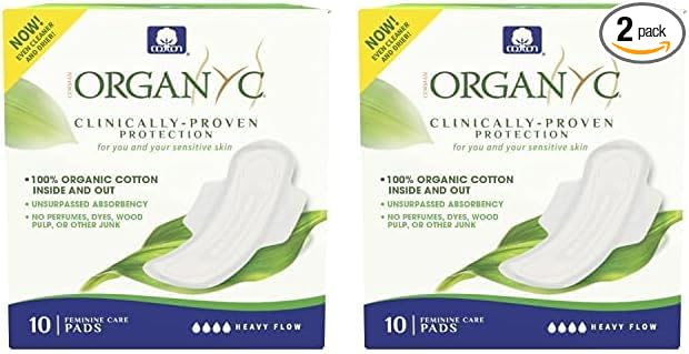 Organyc - 100% Certified Organic Cotton Feminine Pads - Heavy Flow, 10 Count (Pack of 2) (B003ART1JG)
