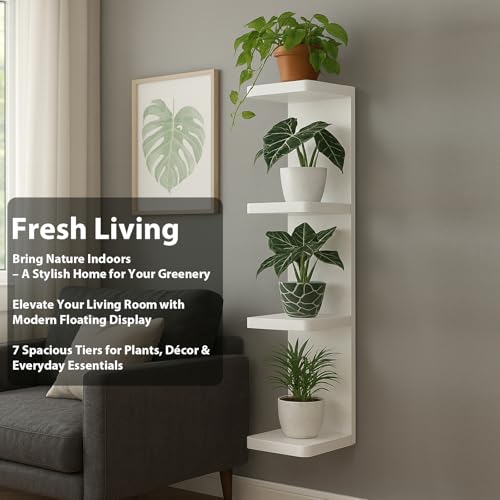 LitaEther Modern Lack Wall Shelf -Round Edge (White, 4 Tier) - color: White, size: 4 Tier