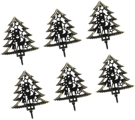 Antique Metal Christmas Tree Ornament Hooks Set of 6, D