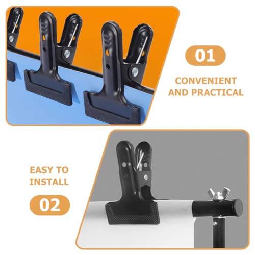 4pcs Dark Gray Cold-Rolled Steel Backdrop Cloth Clamps Photography Background Clips Heavy Duty Fixing Clamps for Studio and Photo Shoot Equipment