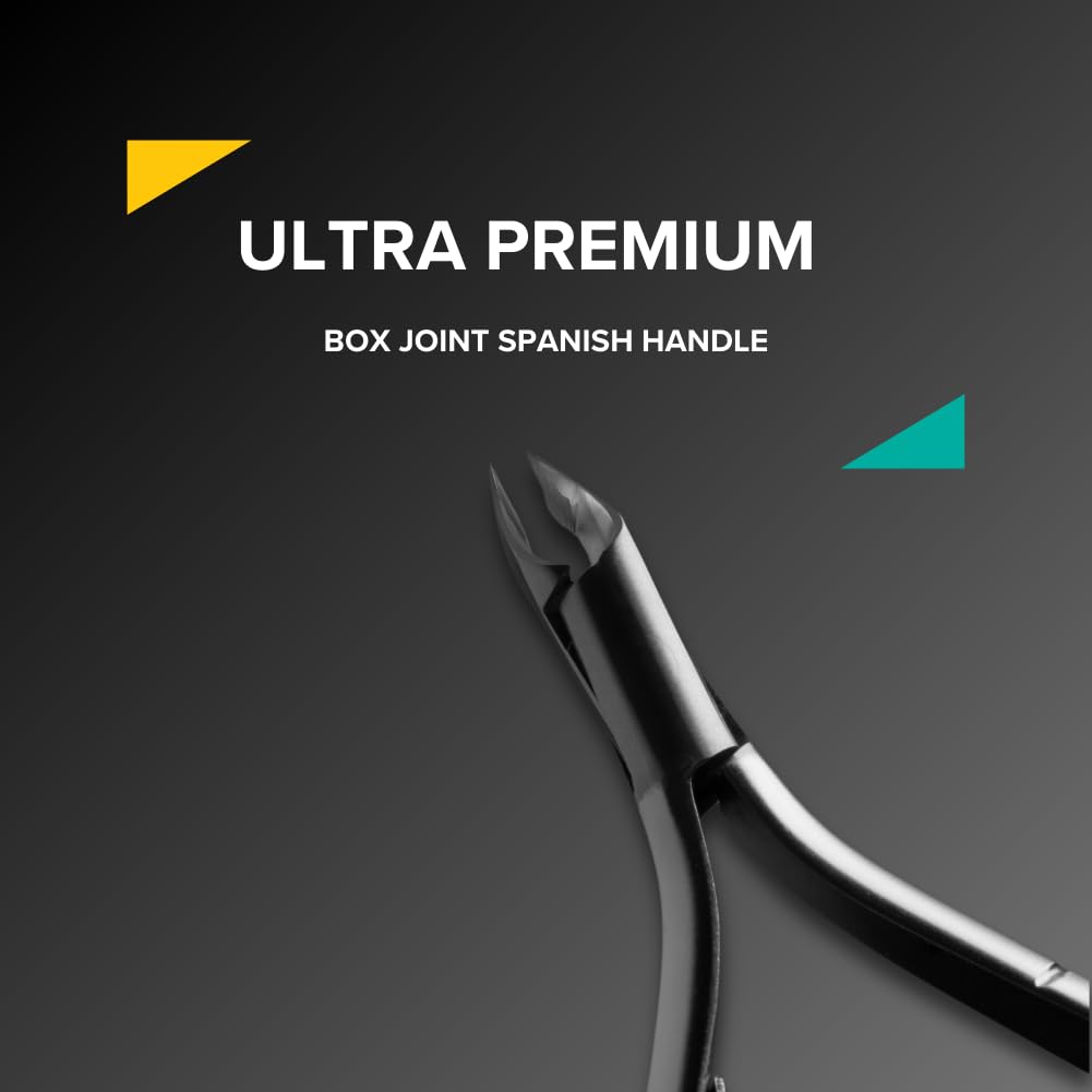 Rui Smiths Ultra-Premium Stainless Steel Cuticle Nippers - Professional Stainless Steel Cuticle Cutters - Spanish Handle, Rounded Box Joint, Matte Chrome Plated - 4mm Jaw, Single Spring