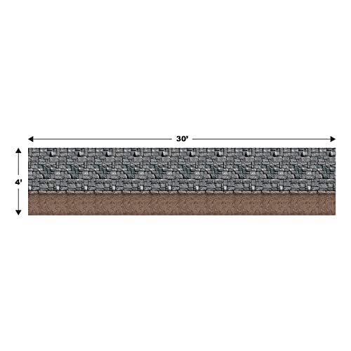 Beistle Stone & Dirt Floor Wall Backdrop, 4’ x 30’ – Medieval Party Decorations, Medieval Decor Background, Photo Backdrop, Easy to Adhere Wall Covering, Stone Backdrop, Halloween Party Decorations - style: Dirt Floor