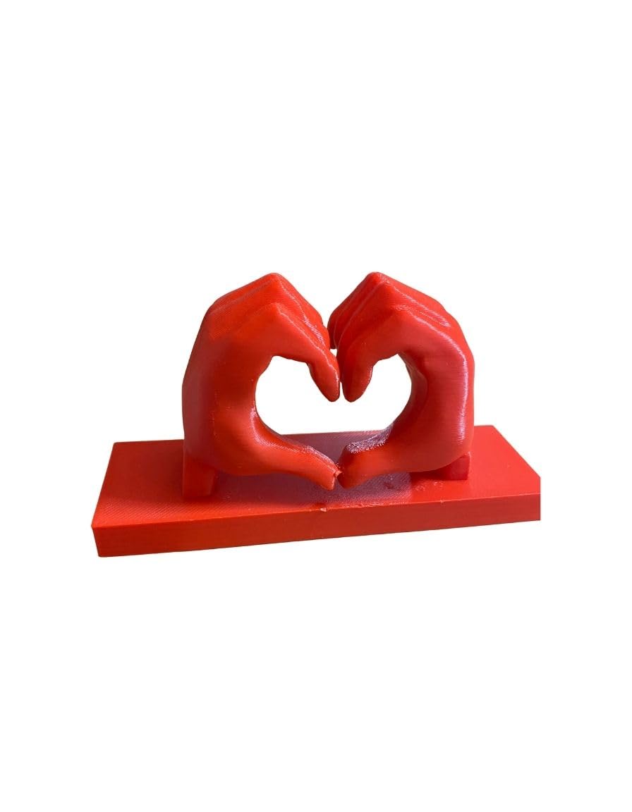 Hand Heart Sign Decor Figurine, Finger Heart Art, Valentine Gift, Rose Gold Pink Desk Accessory