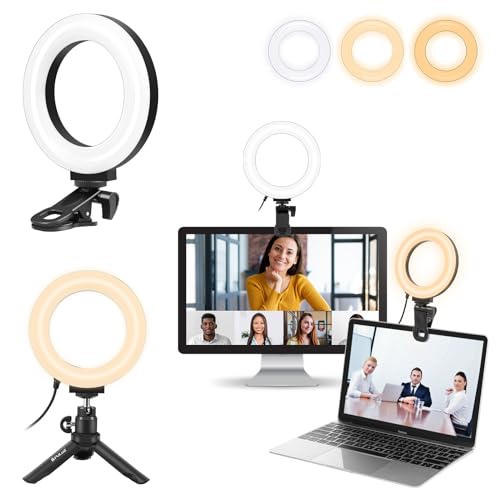 PULUZ Video Conference Lighting Kit, Ring Light for Monitor Clip On Lights, Remote Working, Distance Learning,Zoom Call, Self Broadcasting and Live Streaming, Computer Laptop Video Conferencing