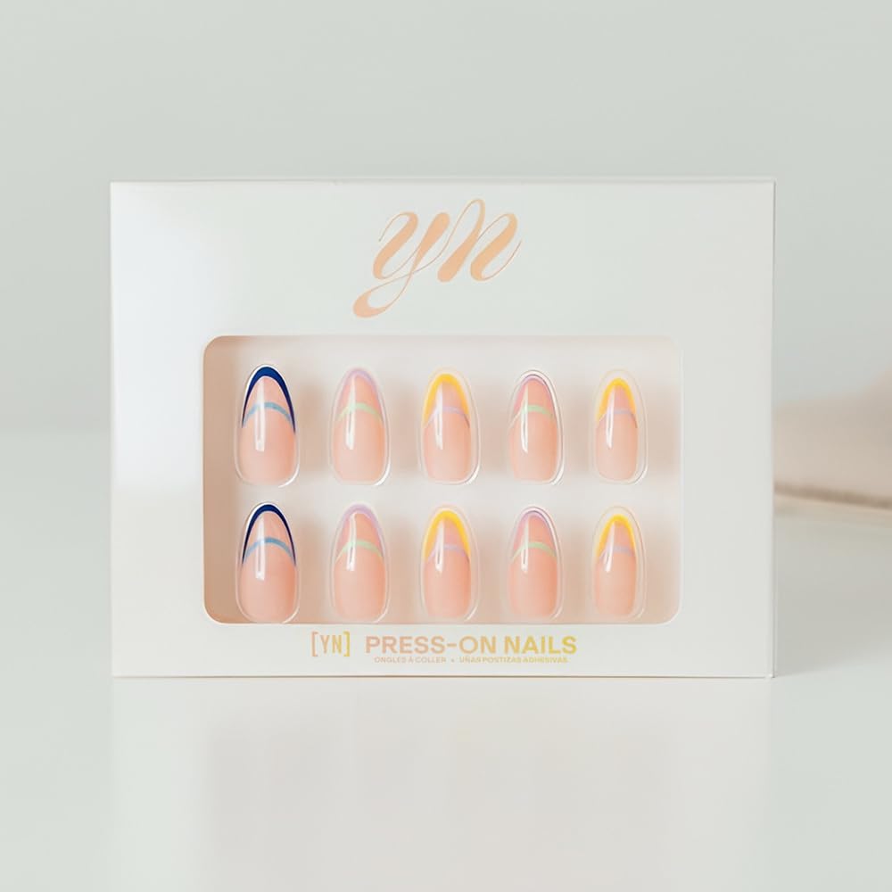 YN Young Nails Press On Nails - Glue On Fake Nails for Women,Medium Oval Shape, Includes Nail Glue, File, Tabs, Quick and Easy Application (Twice As Bright)