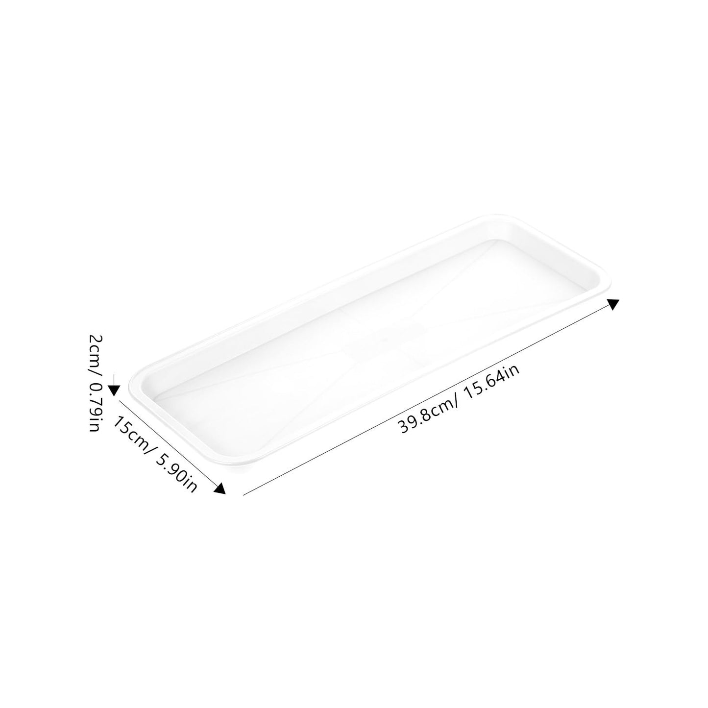 Yardwe 10Pcs Rectangular Plant Tray, Plastic Flower Pot Saucer, Reusable Bonsai Pot Tray, Ideal for Indoor and Outdoor Plants, Prevents Overwatering, Easy to Clean, 15.66 X 5.90 Inch, White