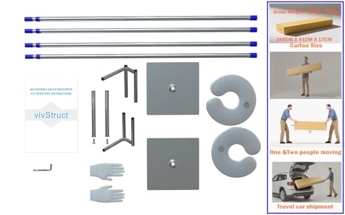 Adjustable Backdrop Stand Pipe Kit Heavy Duty Portable Quick Set Up for Wedding&Party&Event&Photography&Show&Display (10FT x 10 FT Double Crossbar, No Drape) ，But Not for Flower Walls/TVs/Heavy Items - size: 10FT x 10FT & Double Crossbar & No Drape