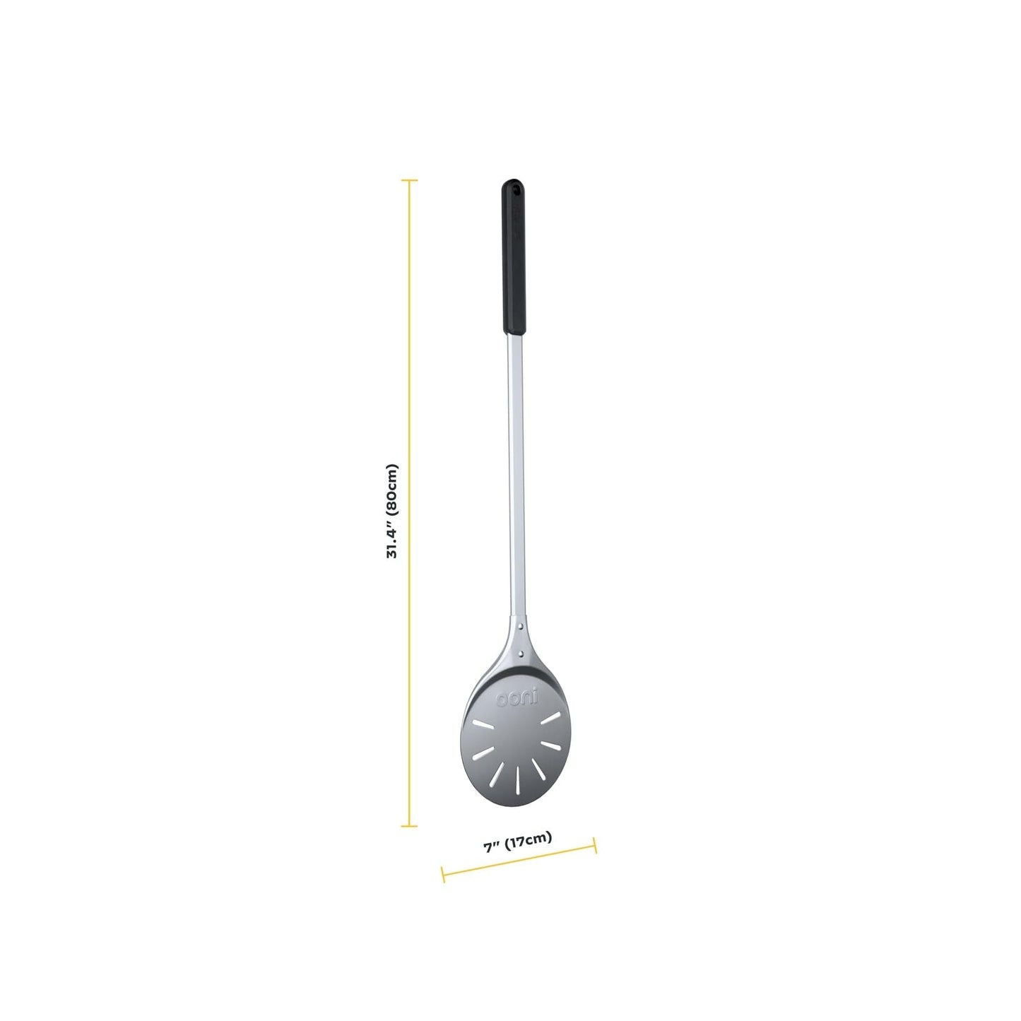ooni Pizza Turning Peel - 7 Inch Aluminum Perforated Pizza Peel, Lightweight Metal Pizza Turner with Long Handle, Pizza Tools, Pizza Oven Accessories