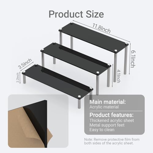 3-Tier Acrylic Display Riser Stand - Clear Organizer for Perfume, Cupcakes, Figures, Desserts, and Party Decoration - size: 3-Tier