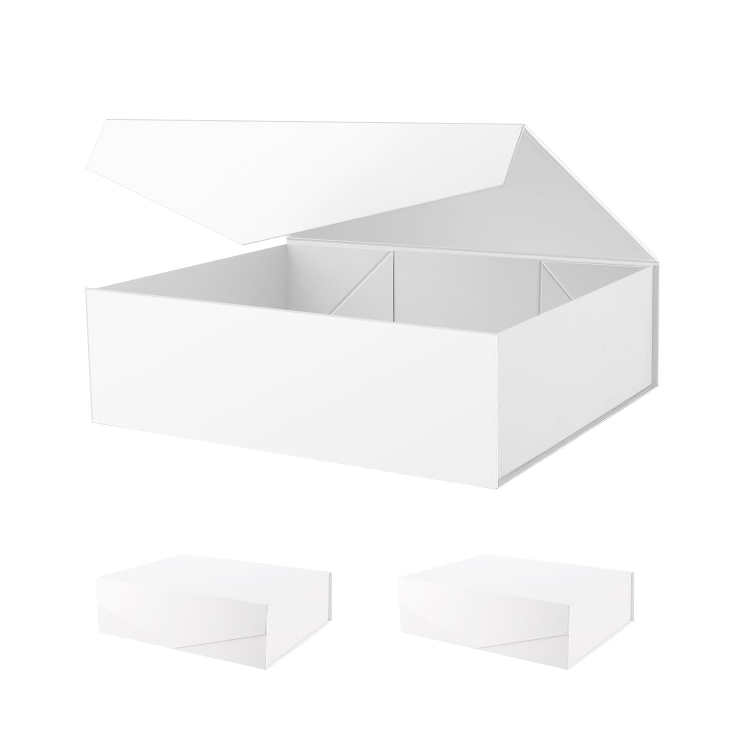 PACKHOME 17x14.5x5.5 Inches, 3 Extra Large Gift Boxes with Lids, Magnetic Closure Boxes for Clothes and Large Gifts (Matte White with Grain Texture)
