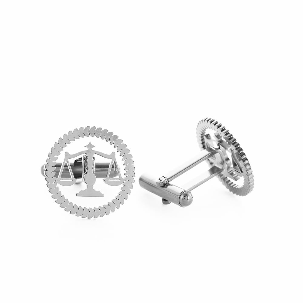 Metal Balance Badges Suit Brooch Libra Scales Brooches For Men (silver cuff-link)
