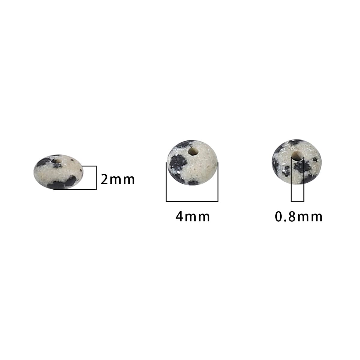 BEADIA Natural Dalmatian Disk Stone Beads 4x2mm 160pcs Rondelle Loose Semi Gemstone Beads for Jewelry Making Design
