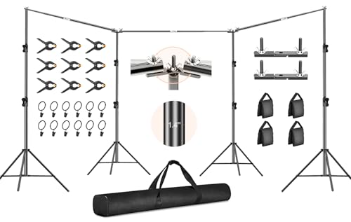 FUDESY 10x30ft Backdrop Stand Heavy Duty Adjustable Photography Background Support System with Angle Rotatable Connector, Spring Clamps, Sandbags, Ring Clips, Carry Bag for Photo Video Studio, Wedding - size: 10x30ft