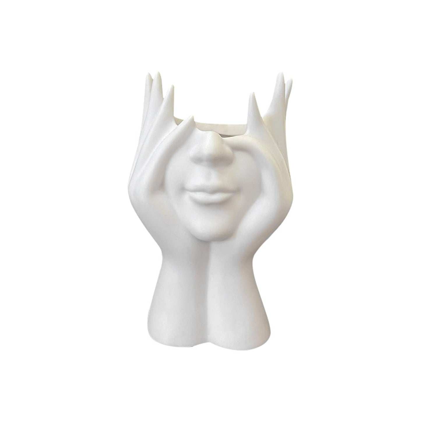 Swanswick Decorative Face Planter, White Plastic Head Vase, Modern Art Flower Pot（Plastic）