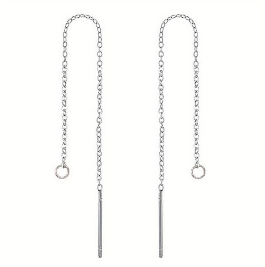 30pcs Adabele 316 Grade Surgical Stainless Steel Hypoallergenic 3 Inch Threader Earring Findings Pull Through Chain Drop Tassel Open Ring for DIY Earrings Jewelry Making SEF11-3