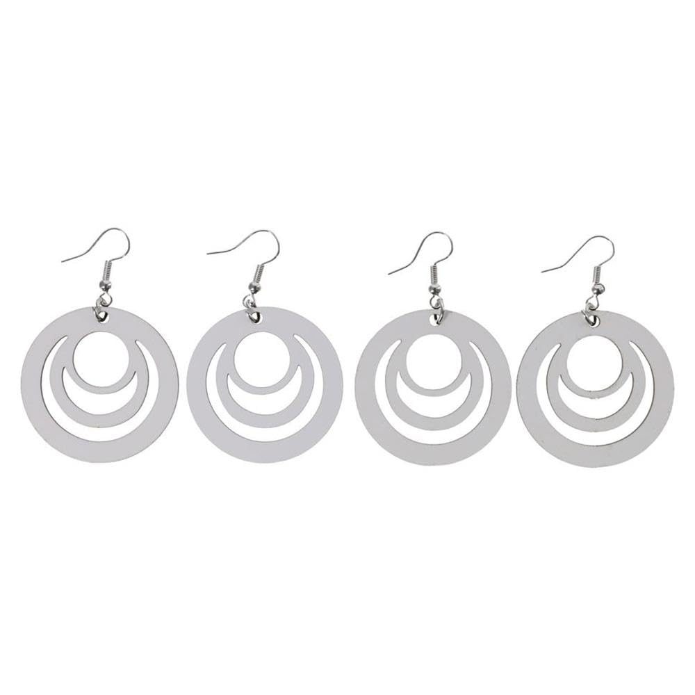 diyhub 30 Set Sublimation Blank Hollow Round Earrings Unfinished Teardrop Dangle Earrings Pendant for DIY Jewelry Making