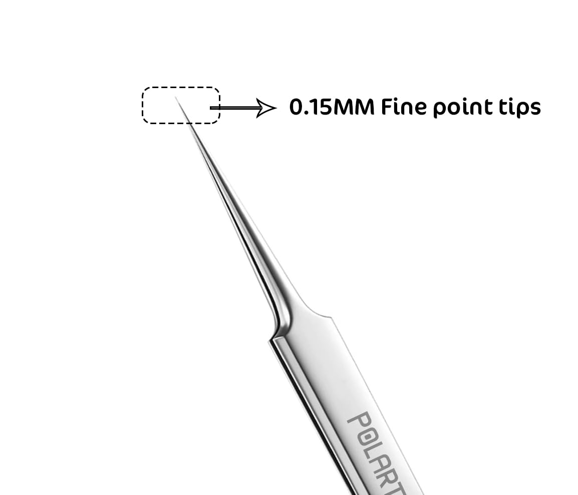 Ultra Fine Tip Tweezers Straight Tip Precision Titanium Alloy ESD Safe Micro Soldering Motherboard Work For iPhone iPad German, Silver Crafting, Watch repair ic holder 0.1mm