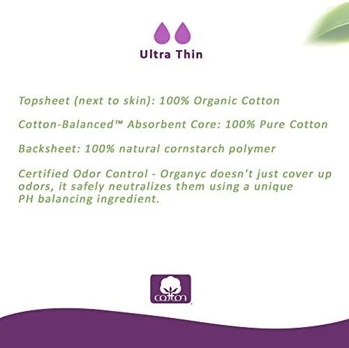 Organyc 100% Organic Cotton Inside and Out Light Incontinence Liners for Bladder Leakage Control, FSA/HSA Eligible, Ultra Thin, Light Flow, 24 Count
