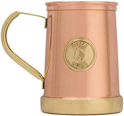 Copper Mules The Finest HandCrafted Copper Mug Unique Patented Design - Solid Brass Base and Handle - Holds 18oz
