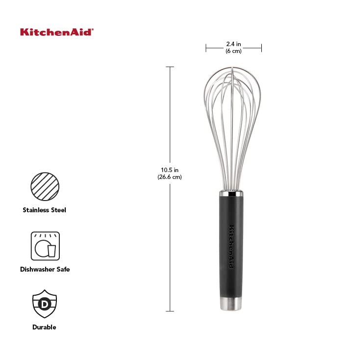 KitchenAid Gourmet Utility Whisk, 10.5-Inch, Matte Black