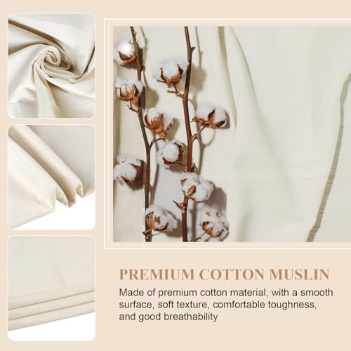 PEASUG 100% Cotton Muslin Fabric, 63 Inch X 5 Yards Unbleached Muslin Fabric By The Yard, Medium Weight Draping Fabrics Suitable for Sewing Embroidery, Garments, Crafts Material-Natural - color: Natural Unbleached, size: 5 Yards
