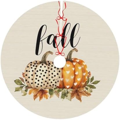 Fall Pumpkins Flowers Maple Christmas Tree Skirts 36", Xmas Tree Cloth Mats Trees Skirts for Decor Gift, Home Decoration