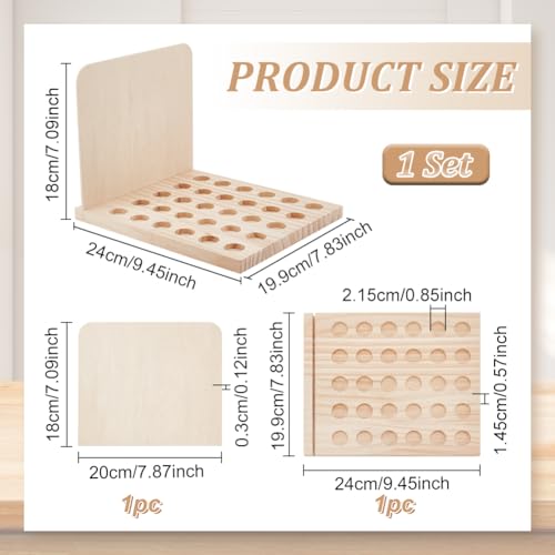 PH PandaHall Wood Lipstick Holder Organizer, 30 Slots Rustic Lip Balm Display Stand Makeup Organizer Storage Case Cosmetic Storage Organizer Rack fit for Lipstick 10ml Essential Oil Roller Storage