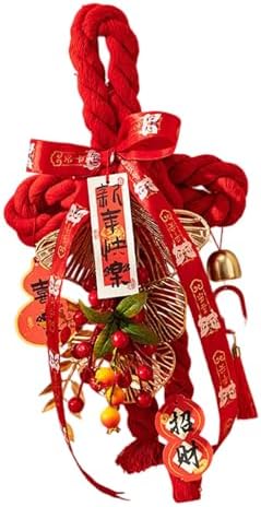 Handcrafted Cotton Thread Chinese Knot Ornament New Year Pendant for Holiday Parties and Gifting Easy Install Cotton Knot Wall Pendant with Hook for Holiday Parties Social
