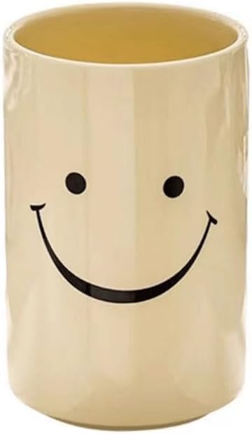 Smiley Face Ceramic Toothbrush Cup - Creative Smile Design, Practical Bathroom Cup, Perfect for Home, Dorm, or Gifts (Yellow)