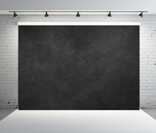 BELECO 5x4ft Fabric Solid Black Wall Backdrop Rough Stone Concrete Texture Black Wall Background for Party Decorations Banner Photoshoot Props - size: 5x4FT