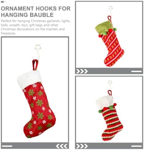 Homoyoyo 100pcs Star Shaped Xmas Ornament Hooks Stainless Steel Hangers
