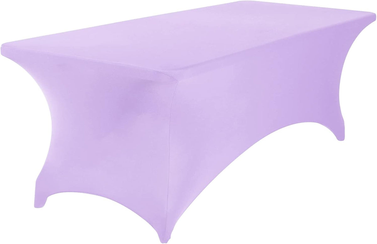 4Pack Spandex Waterproof Table Covers 8ft，Spandex 8ft Waterproof Table Cover for Party,Wedding, Banquet, and Events(Lavender)